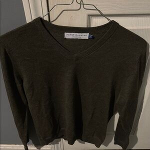 Peter Manning Olive Green V-Neck Sweater